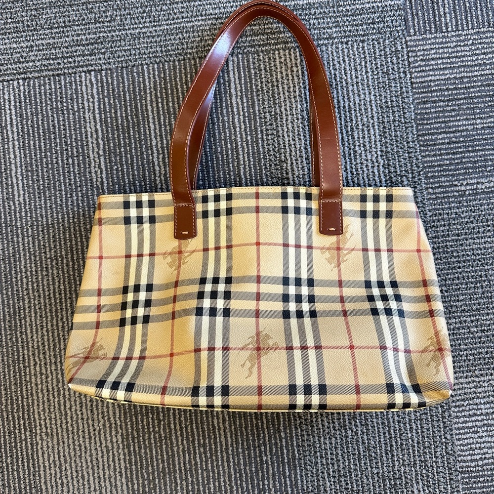 Burberry Vintage Beige and Brown Checkered Tote